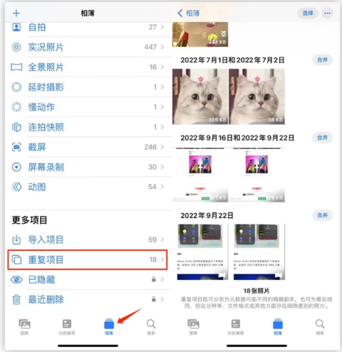 沾益苹果手机维修分享iOS 16 中相册重复项目功能使用方法 