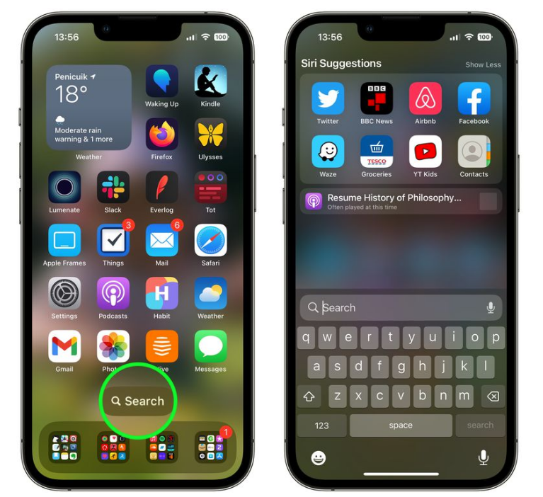沾益苹果手机维修分享升级到 iOS 16 后，如何删除主屏幕上的搜索按钮 