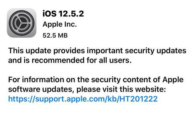 沾益苹果手机维修分享iOS12.5.2发布，建议所有老苹果用户安装 